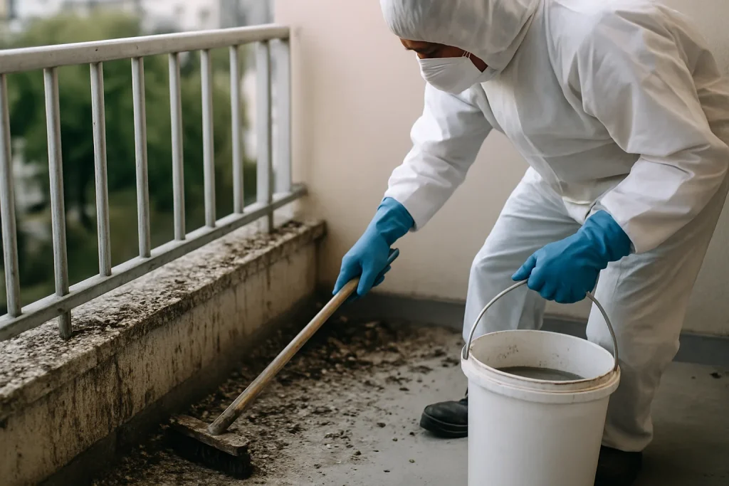 Étude de Cas : Intervention Réussie pour un Balcon Souillé par des Pigeons