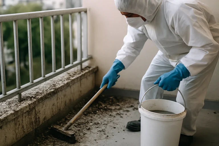 Étude de Cas : Intervention Réussie pour un Balcon Souillé par des Pigeons